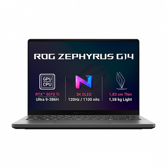 ASUS ROG Zephyrus G14/GU405AR-SY030WZ/U9-386H/14"/2880x1800/64GB/1TB/RTX 5070Ti/W11H/Gray/2R ASUS ROG Zephyrus G14/GU405AR-SY030WZ/U9-386H/14"/2880x1800/64GB/1TB/RTX 5070Ti/W11H/Gray/2R