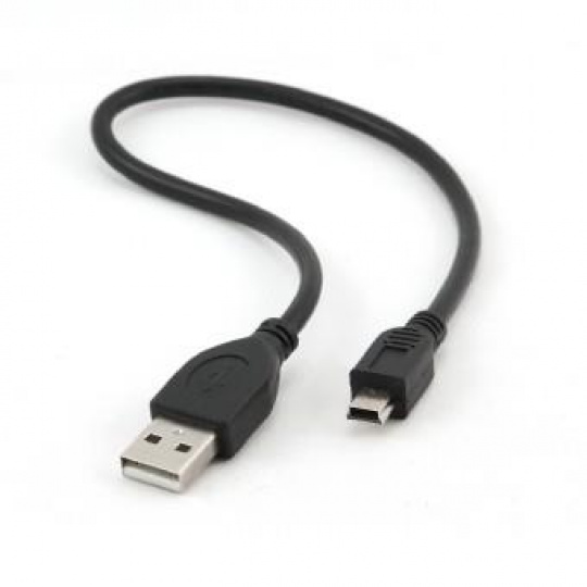 Kabel USB A-MINI 5PM 2.0 30cm HQ, zlac kontakty