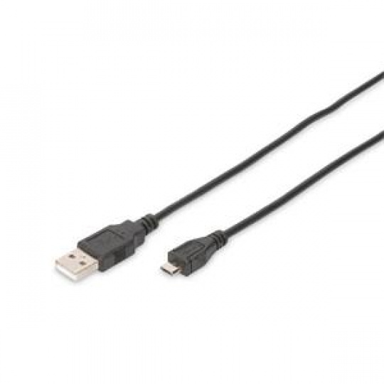 Digitus USB 2.0 connection cable, type  A - micro B M/M, 1.8m, USB 2.0 compatible, bl