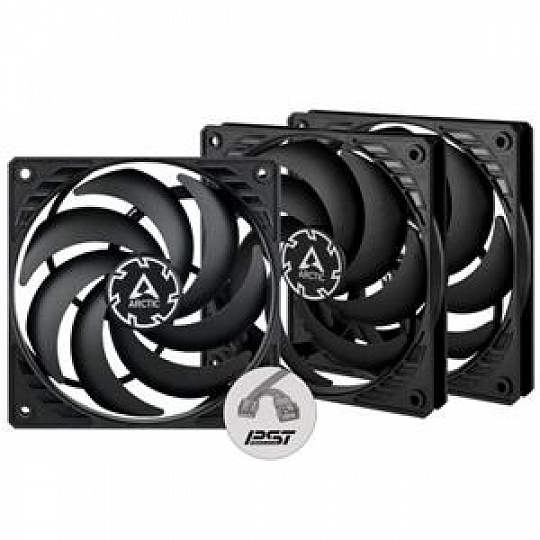 ARCTIC P12 Slim PWM PST, 120mm, 4pin, PWM, 3 kusy, černá
