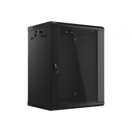 LANBERG 19" RACKOVÁ SKŘÍŇ PRO MONTÁŽ NA STĚNU 15U/600X450 (v rozloženém stavu) S PROSKLENÝMI DVEŘMI ČERNÁ  V2