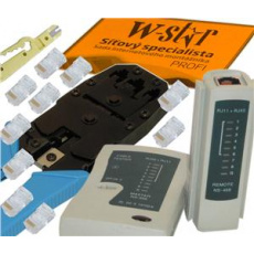 UTP tester+kleště UNI+stripovač narážeč+10xRJ45 UTP tester+kleště UNI+stripovač narážeč+10xRJ45