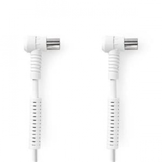 Nedis CSGB40120WT15 - Koaxiální Kabel 120 dB | 75 Ohm | 4x Stíněný | úhlový  | Zástrčka - Zásuvka | 1,5 m | Bílá