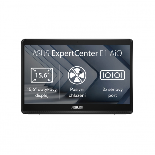 ASUS ExpertCenter E1 AiO (E1600), 15,6" HD, dotykový, N4500, 4GB, 128GB SSD, UHD, Windows 11 Pro, černý, záruka 2 roky - prémiová záruka ASUS Pick-up and Return 