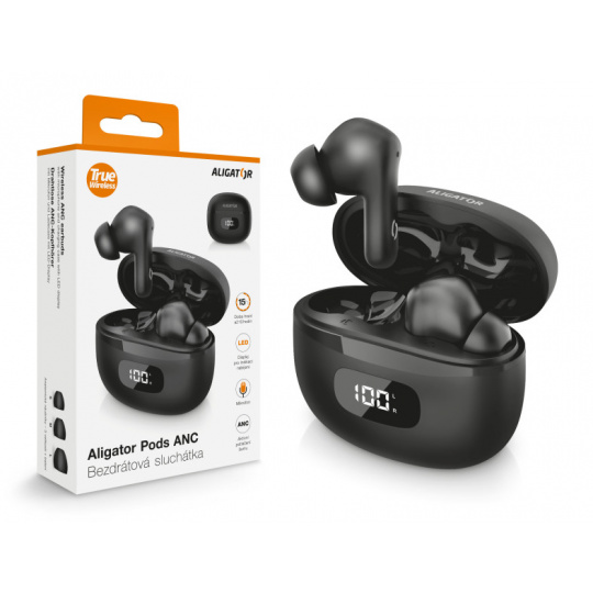 Sluchátka ALIGATOR PODS ANC TWS08, černá