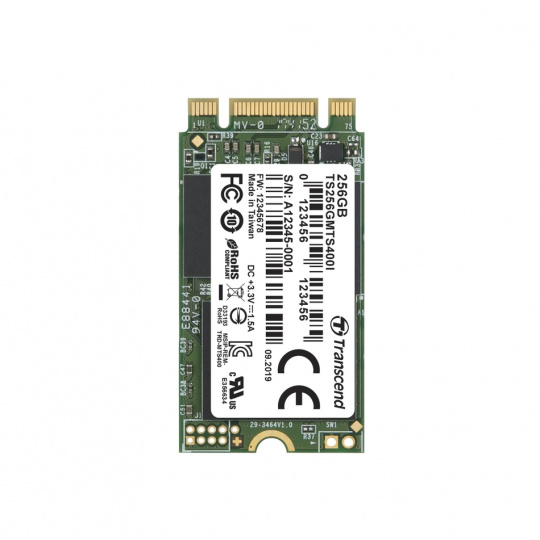 TRANSCEND MTS400I 256GB Industrial SSD disk M.2 2242, SATA III 6Gb/s (MLC), 530MB/s R, 470MB/s W