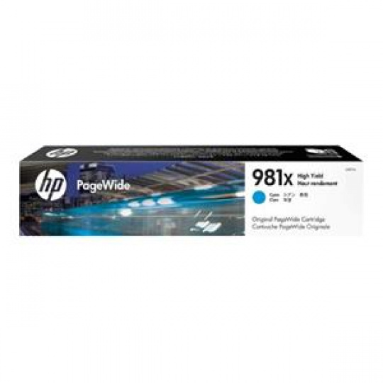 HP 981X Azurová originální kazeta PageWide s vysokou výtěžností pro HP PageWide Enterprise Color 556 / MFP 586