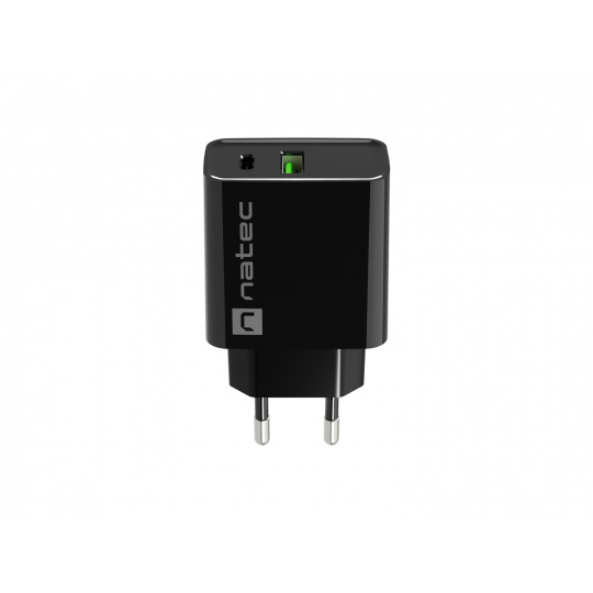 Universální nabíječka Natec RIBERA 20W 1X USB-A + 1X USB-C, černá