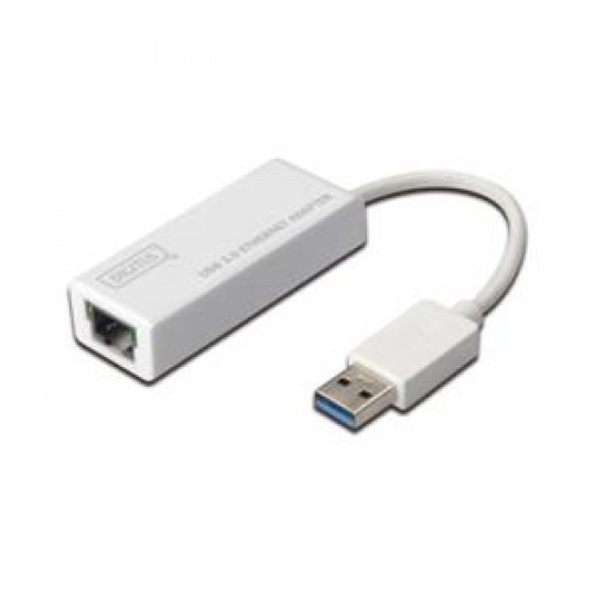 Digitus USB 3.0 adaptér na Gigabit Ethernet , 1x RJ45, USB-A, 10/100/1000Mbps, USB 3.0 XP, Vista, 7, Max OS X, Linux
