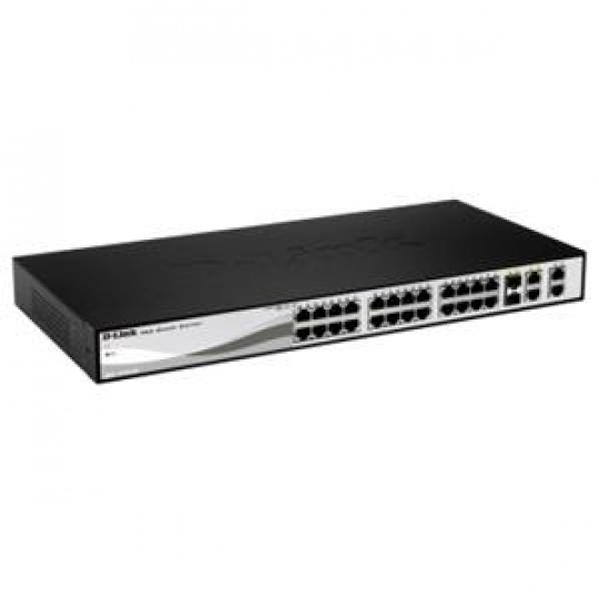 D-Link DGS-1210-28P L2/L3 Smart+ PoE switch, 24x GbE PoE+, 4x RJ45/SFP, PoE 193W