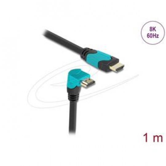 Delock High Speed HDMI kabel samec přímý na samec 90° pravoúhlý dolů 48 Gbps 8K 60 Hz 1 m Delock High Speed HDMI kabel samec přímý na samec 90° pravoúhlý dolů 48 Gbps 8K 60 Hz 1 m