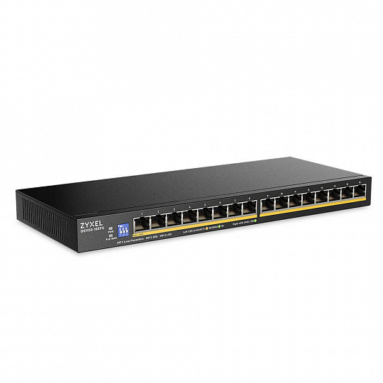 Zyxel GS1100-16EPS Slimline PoE+ 135W 16 port Gigabit - DIP selector Unmanaged Switch Zyxel GS1100-16EPS Slimline PoE+ 135W 16 port Gigabit - DIP selector Unmanaged Switch