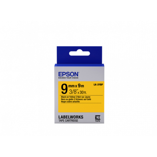 Epson Label Cartridge Pastel LK-3YBP Black/Yellow 9mm (9m)