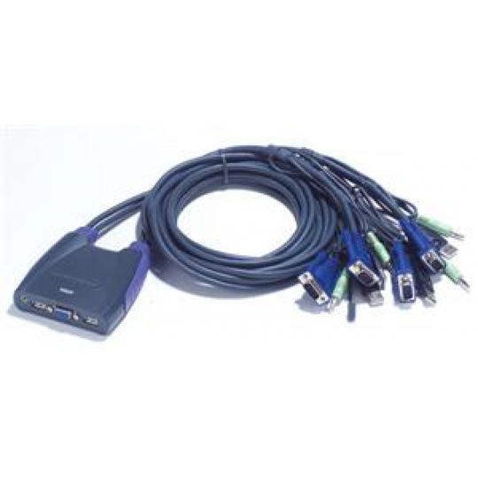 Aten 4-port KVM USB mini, audio, 1.8m kabely