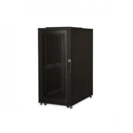 DIGITUS 26U serverový stojan, Unique Series ocelové přední dveře 1340x600x1000 mm s plexi sklem, černé (RAL 9005)
