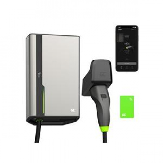 Green Cell HabuDen Wallbox 22kW 32A 7.5m NFC Cable Type 2 Smart EV Charging Station with GC App Bluetooth WiFi
