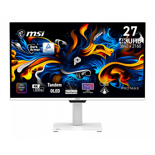 MSI Pro/MAX 271UPXW12G/26,5"/QD-OLED/4K UHD/120Hz/0,03ms/Bílá/3R