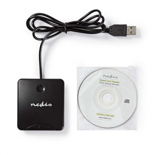 Nedis CRDRU2SM1BK - čtečka čipových karet Smart Card (ID, eObčanka), USB 2.0