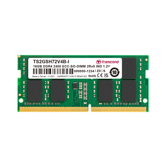 Transcend paměť 16GB Industrial ECC SODIMM DDR4 2666 2Rx8 1Gx8 CL19 1.2V