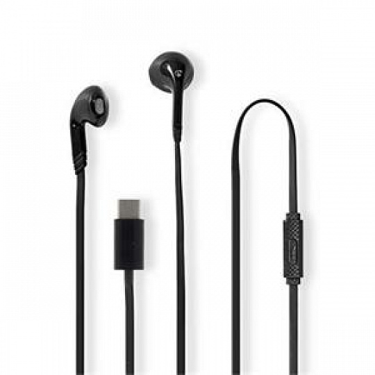 Nedis HPWD4024BK - Kabelová Sluchátka | Do uší  | USB-C | Délka kabelu: 1.2 m | mikrofon |  Ovládání Hlasitosti | Černá