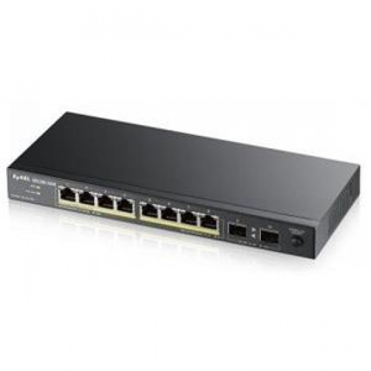 Zyxel GS1100-10HPv2, unmanage PoE 8x Gigabit, 2x Fiber Uplink, 120 Watt PoE