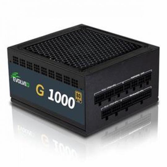 EVOLVEO G1000 PCIe 5.0, zdroj 1000W, ATX 3.0, 80+ GOLD, 90% účinnost, aPFC, 140mm ventilátor, retail