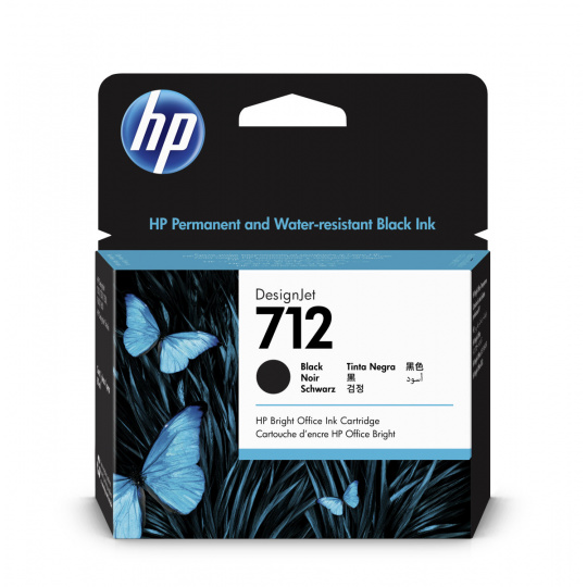 HP 712 Inkoustová náplň černá (80ml); 3ED71A
