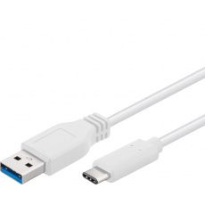 PremiumCord USB-C/male - USB 3.0 A/Male, bílý, 0,5m