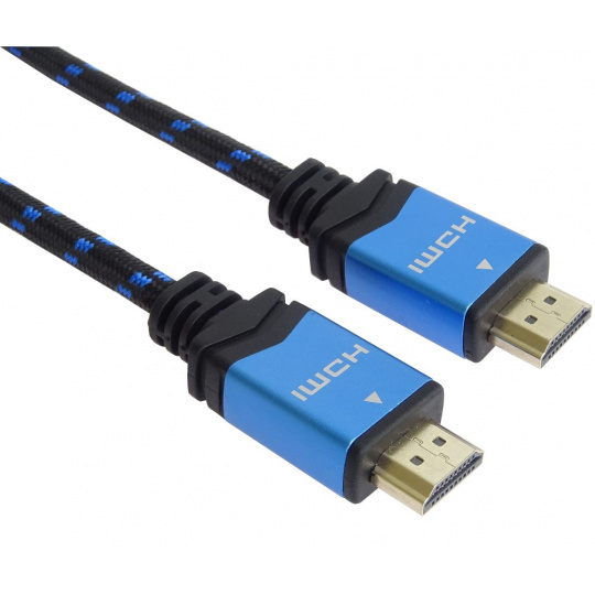 PremiumCord Ultra HDTV 4K@60Hz kabel HDMI 2.0b kovové+zlacené konektory 3m  bavlněný plášť