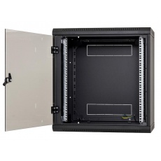 Nástěn.rack jednodílný 18U/495mm plech.dveře černý Nástěn.rack jednodílný 18U/495mm plech.dveře černý