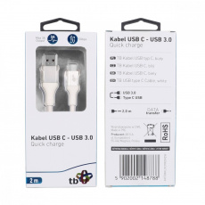 TB USB 3.0/USB-C 2m premium 3A bílý