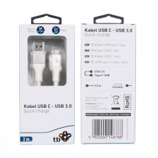 TB USB 3.0/USB-C 2m premium 3A bílý TB USB 3.0/USB-C 2m premium 3A bílý