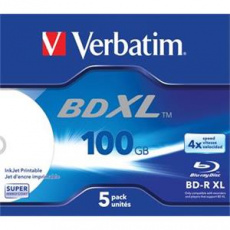 VERBATIM BD-R XL 100GB, 4x, printable, jewel case 5 ks