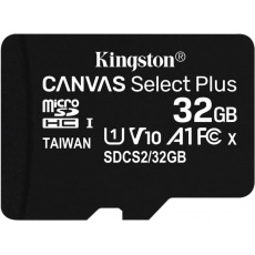 32GB microSDHC Kingston Canvas Select Plus A1 CL10 100MB/s bez adapteru 32GB microSDHC Kingston Canvas Select Plus A1 CL10 100MB/s bez adapteru