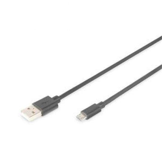 Digitus USB 2.0 kabel USB A samec na USB micro B samec, 2x stíněný, Měď, 1m