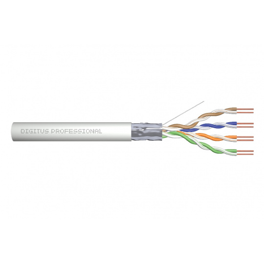 Digitus Instalační kabel CAT 5e F-UTP, 100 MHz Eca (PVC), AWG 24/1, 305 m papírová krabice, sx, šedý