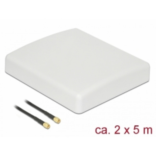 Delock LTE MIMO Antenna 2 x SMA Plug 8 dBi directional with connection cable RG-58 5 m white outdoor