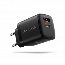 AXAGON ACU-PQ33, GaN nabíječka do sítě 33W, USB-A + USB-C, PD3.0/PPS/QC4+/SFC2.0/Apple, černá AXAGON ACU-PQ33, GaN nabíječka do sítě 33W, USB-A + USB-C, PD3.0/PPS/QC4+/SFC2.0/Apple, černá