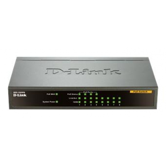 D-Link DES-1008PA 8x10/100 Desktop Switch, 4xPoE