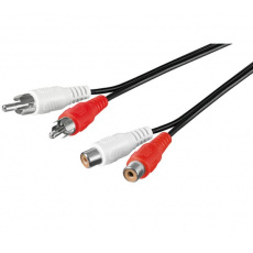 PremiumCord Kabel 2x Cinch-2x Cinch, M/F 5m