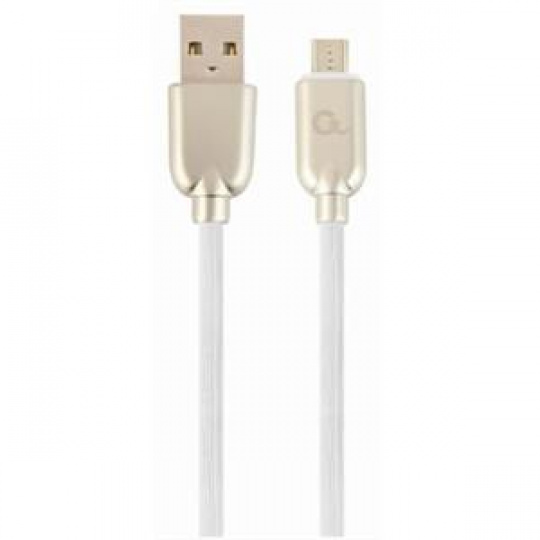 GEMBIRD CC-USB2R-AMmBM-2M-W Premium gumový Micro-USB nabíjecí a datový kabel 2m bílý