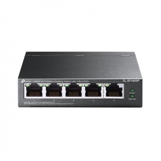 TP-Link TL-SF1005P 5x10/100 (4xPOE) 67W Desktop Steel CCTV Switch