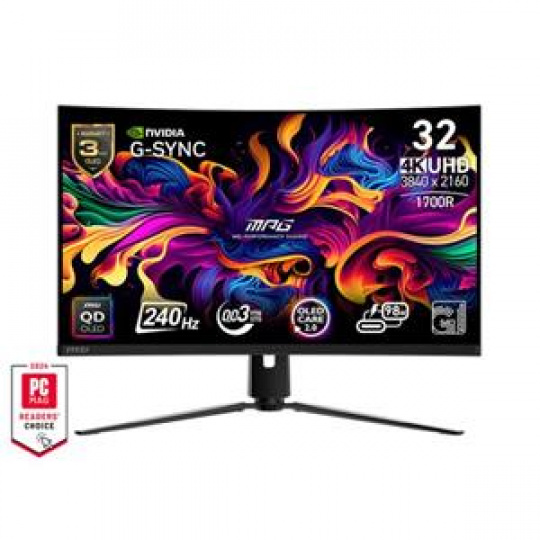MSI MPG 321CURX QD-OLED gaming monitor 31,5" QD-OLED zakřivený/UHD/240Hz/0,03ms/2xHDMI/DP/USB-A,B,C/Výšk.nast/černá MSI MPG 321CURX QD-OLED gaming monitor 31,5" QD-OLED zakřivený/UHD/240Hz/0,03ms/2xHDMI/DP/USB-A,B,C/Výšk.nast/černá