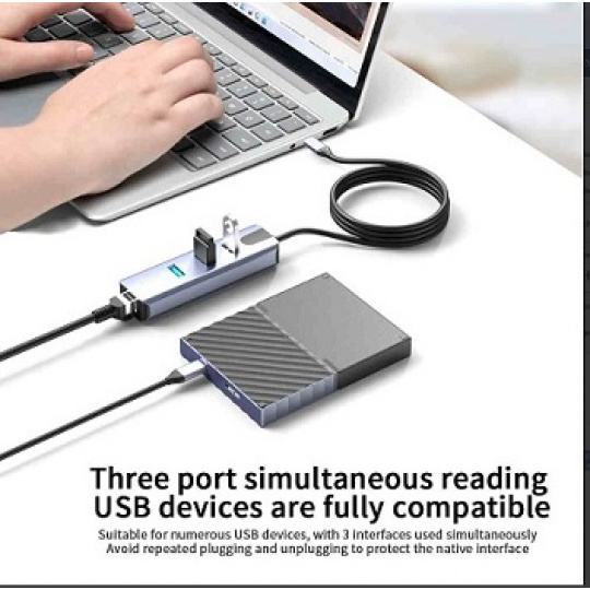 PremiumCord Adapter USB-C na Gigabit 10/100/1000Mbps + 3x USB3.2 konektor