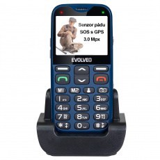 EVOLVEO EasyPhone XG, mobilní telefon pro seniory s nabíjecím stojánkem (modrá barva)