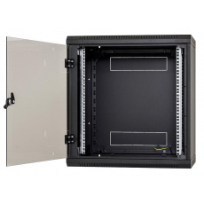 Nástěnný rack jednodílný 12U (š)600x(h)595 perforované dveře černý Nástěnný rack jednodílný 12U (š)600x(h)595 perforované dveře černý