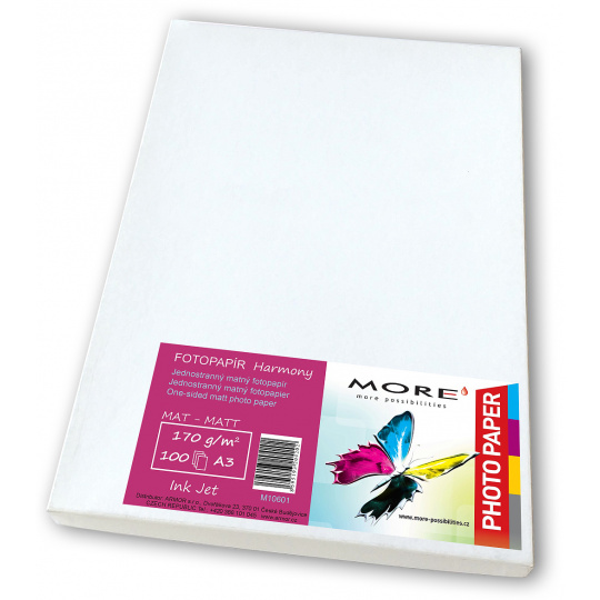 Fotopapír matný bílý pro A3; 170g/m2; pro ink. tisk.; 100 ks
