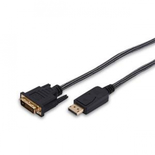 Ednet kabelový adaptér DisplayPort, DP samec na  DVI (24 + 1) samec, 2,0 m, Full HD, CE, bavlna, zlato, bl