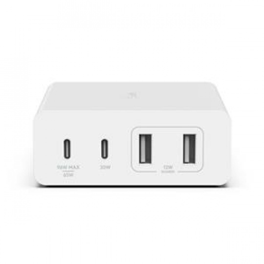 Belkin 108W 4-portová USB-C Power Delivery GaN nástěnná nabíječka (USB-C 96W + USB-A 12W), bílá