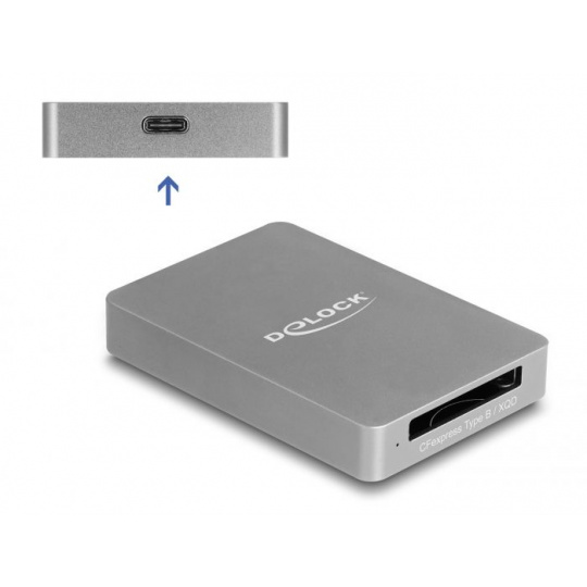 Delock Čtečka karet s rozhraním USB Type-C™ v hliníkovém krytu na paměťové karty CFexpress nebo XQD